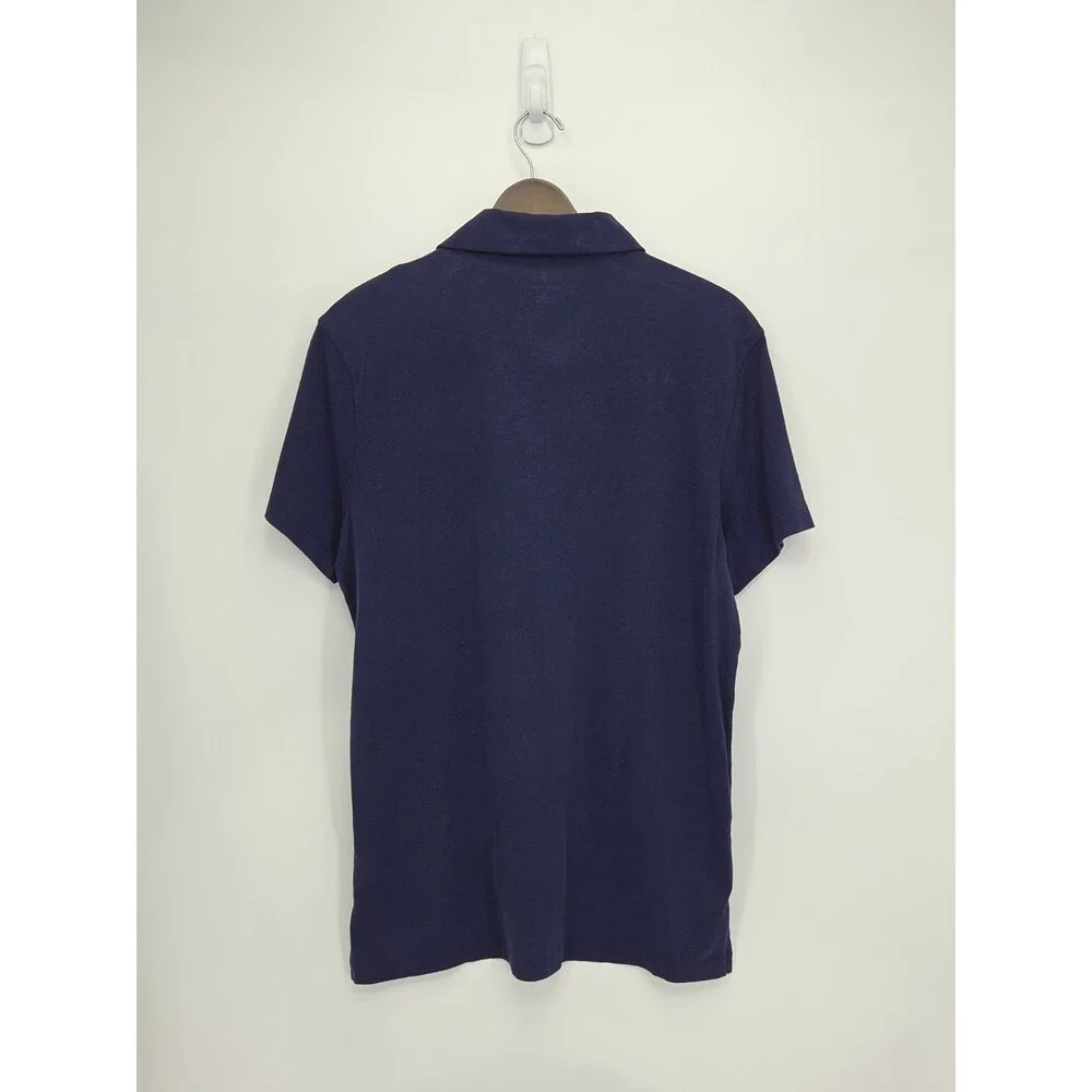 New J Crew Men's Sueded Cotton Polo Shirt Classic Fit Navy Blue Size Medium